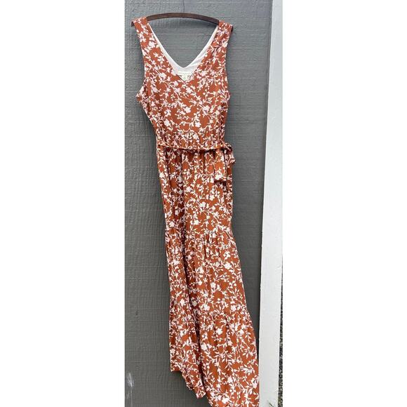 Cynthia Rowley Orange & White Floral Tied Waist Maxi Dress - Picture 4 of 12